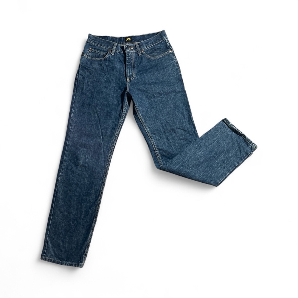 E7- Lee Relaxed Fit Mens 30 X 32 Classic Blue Denim Jeans